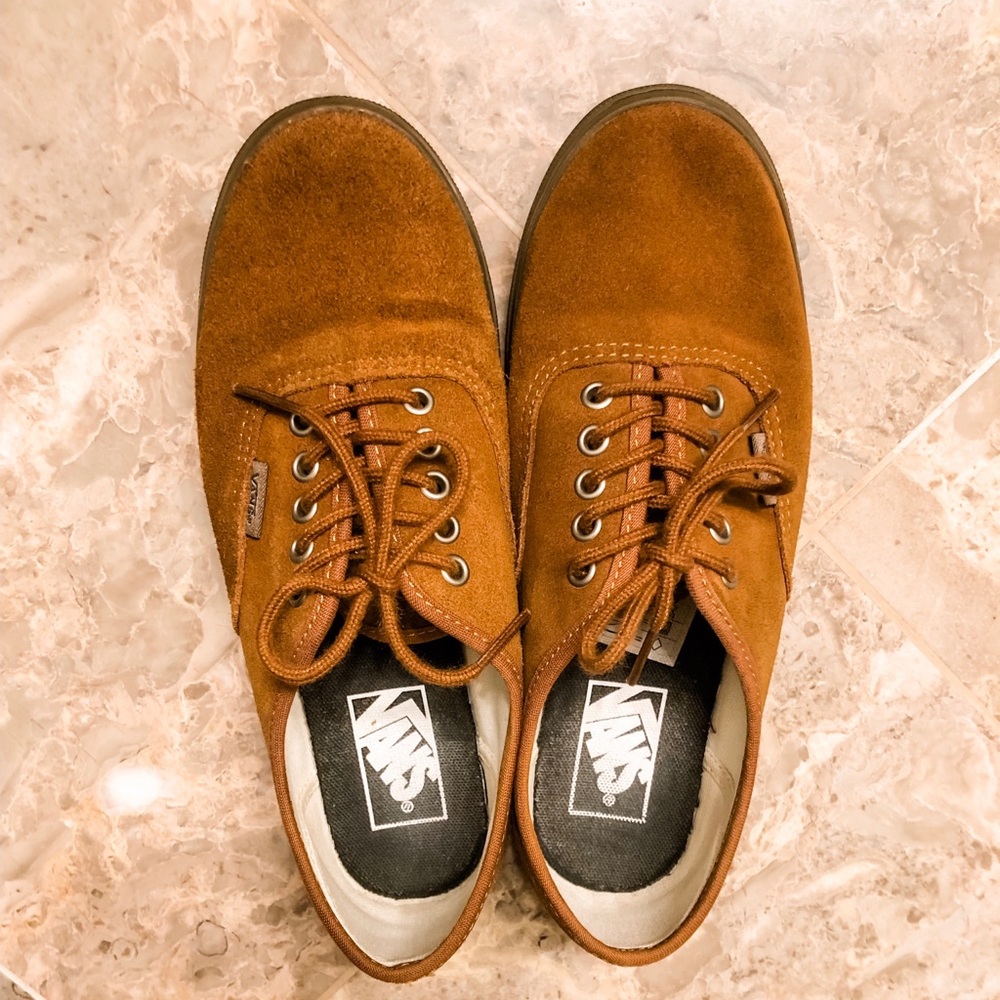 Suede Leather Vans (women size 7)- barely worn